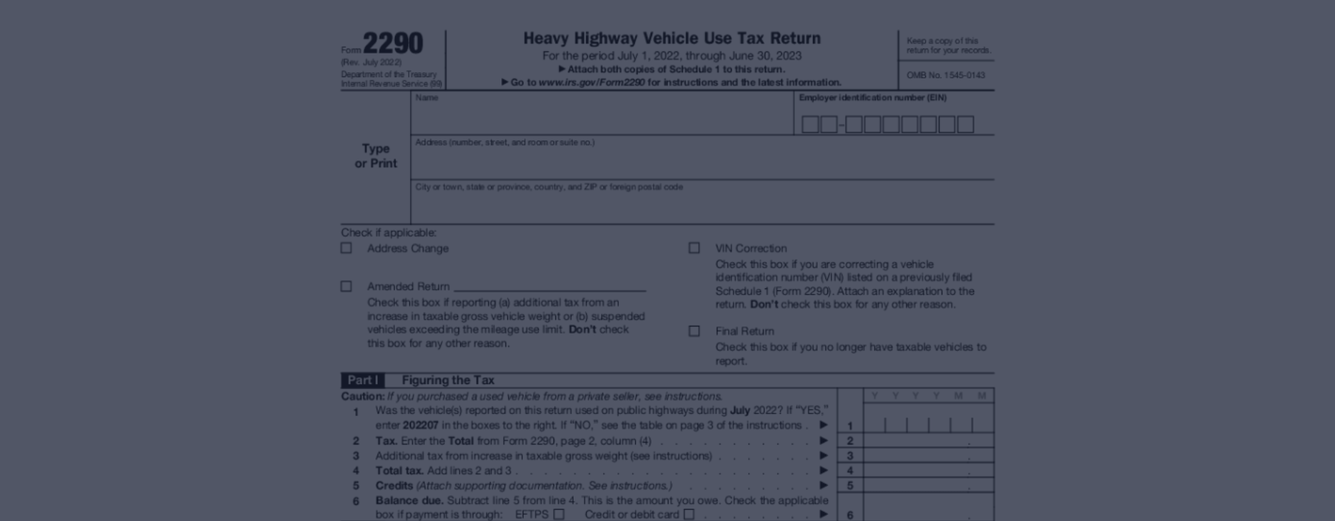 Irs Form 2290 Printable 2022 2290 Tax Form Online Instructions And Pdf To Print Or E File 5603